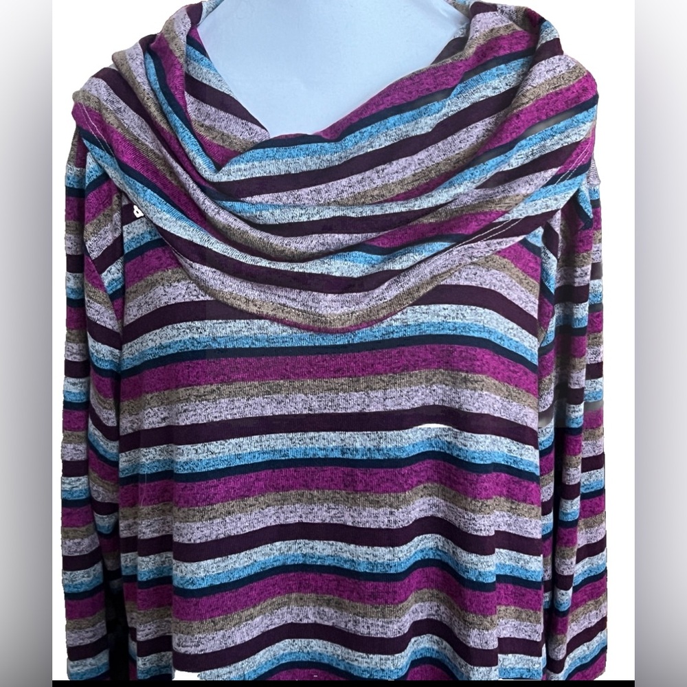 NWT LANE BRYANT Cowl Neck Striped Hacci Knit Long Tunic Top Blouse Size 14/16 XL - Picture 2 of 8